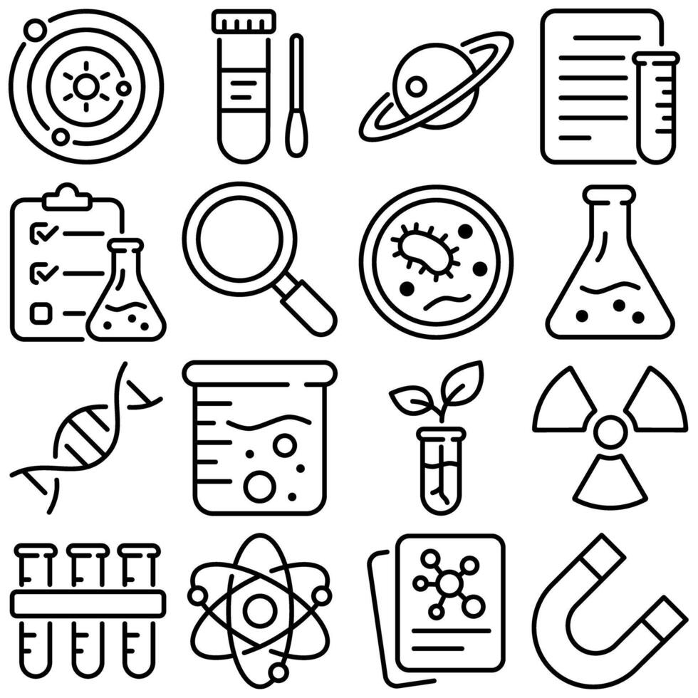 Science Essentials Icon Set Outline Style vector