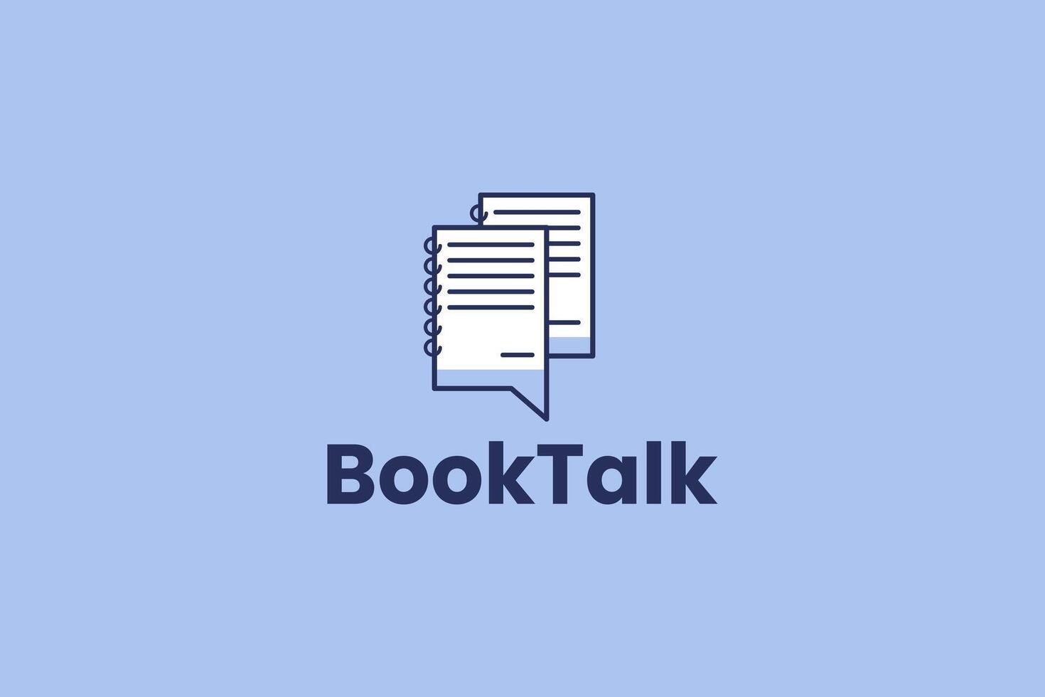 Simple line-art book talk logo for educational content or reading communities. vector