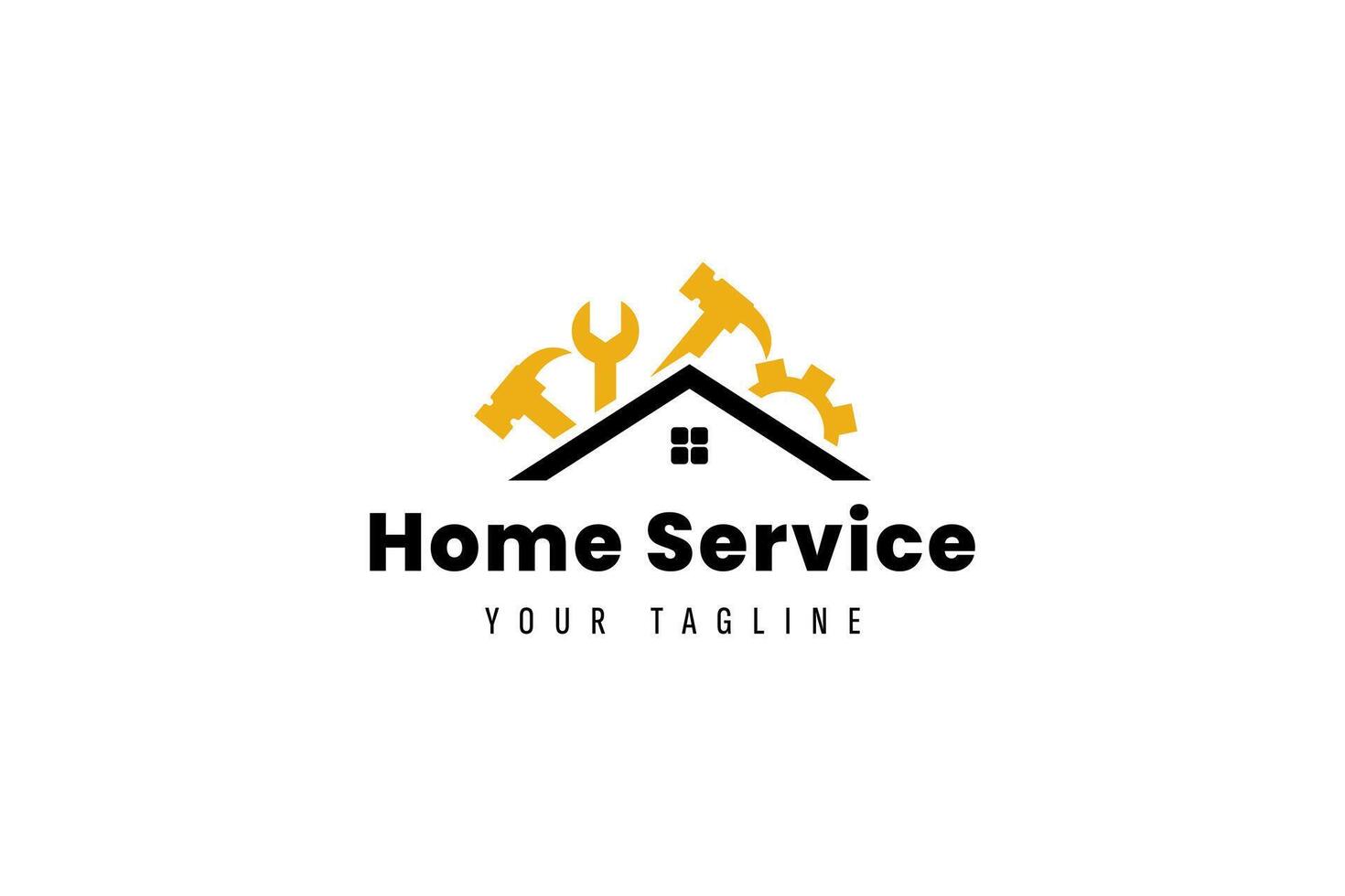 Modern home service logo with wrench and house icon. Perfect for handyman or repair businesses. vector