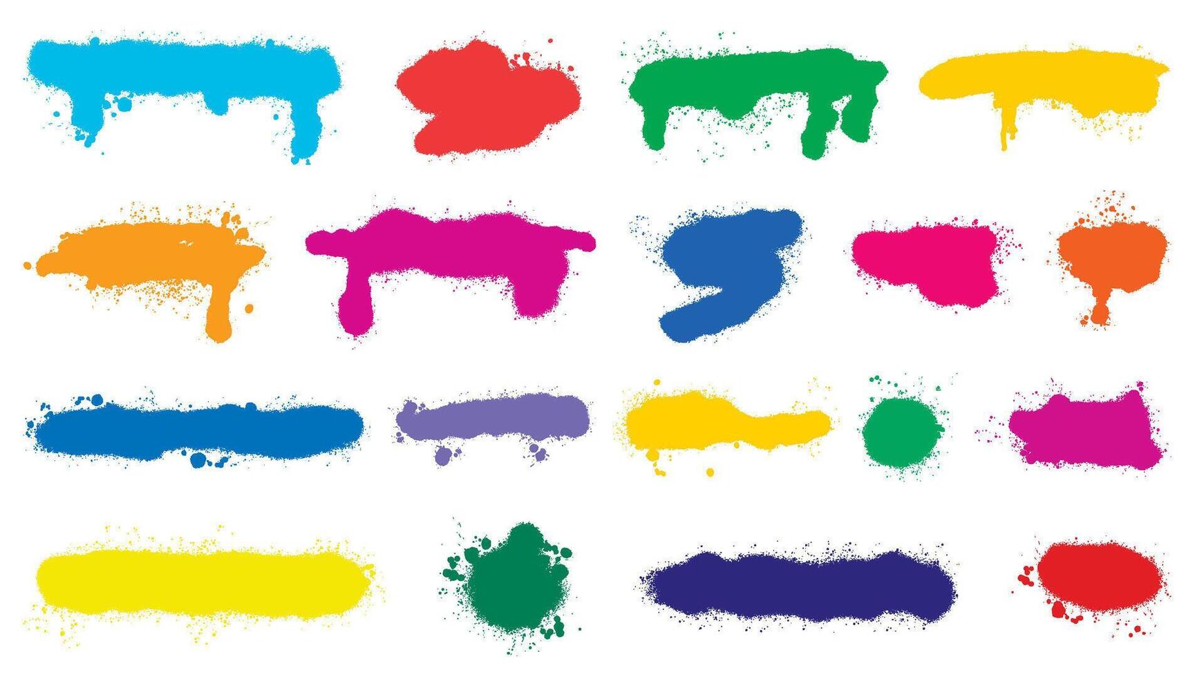 Bright paint stains spray set vector