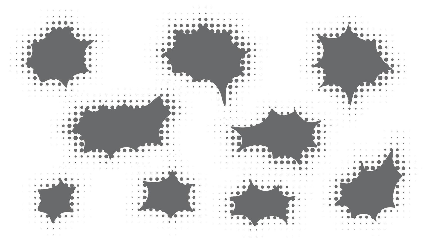 Set of abstract comic speech bubbles in halftone style vector