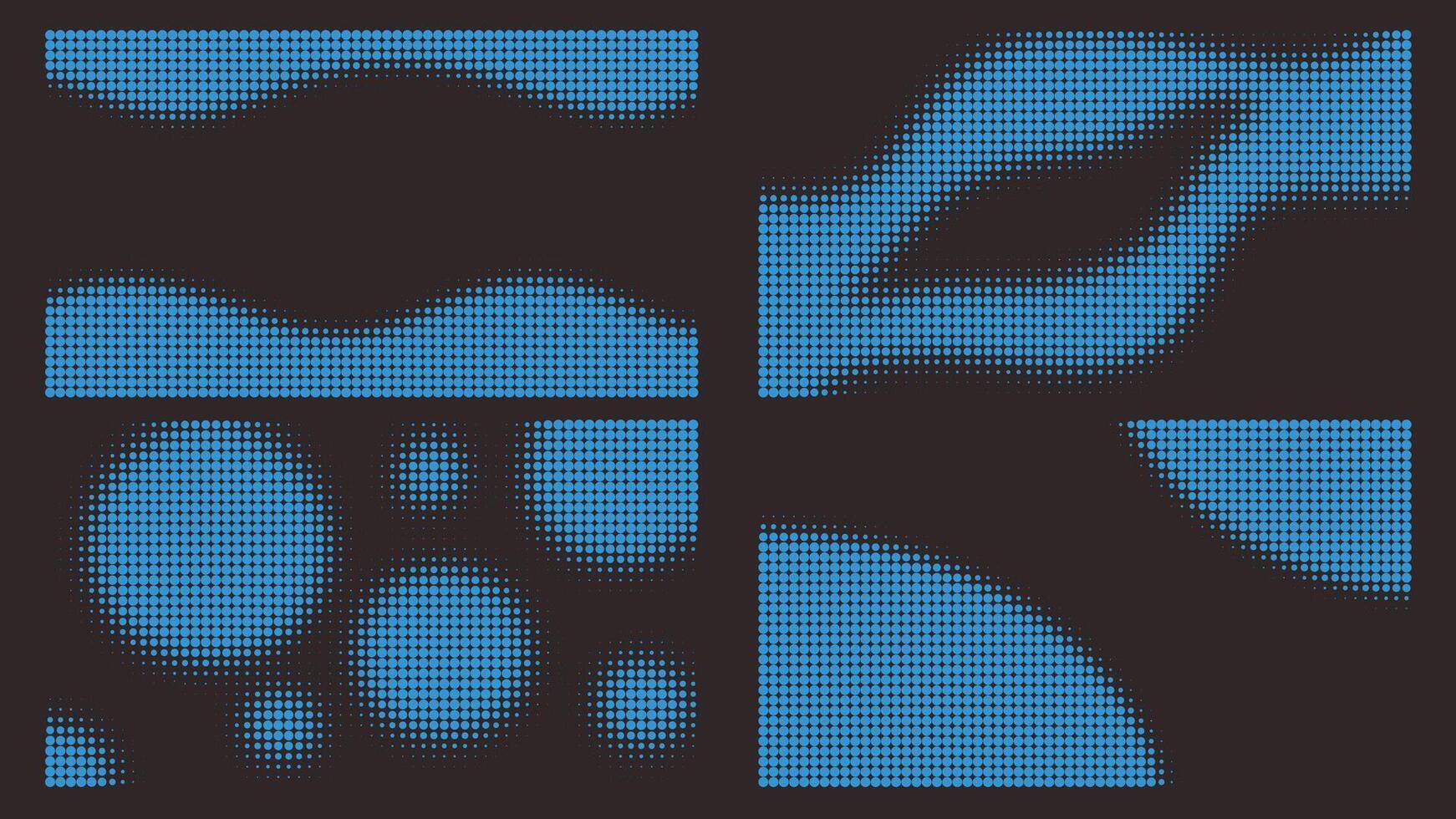 Set of blue halftone overlays vector