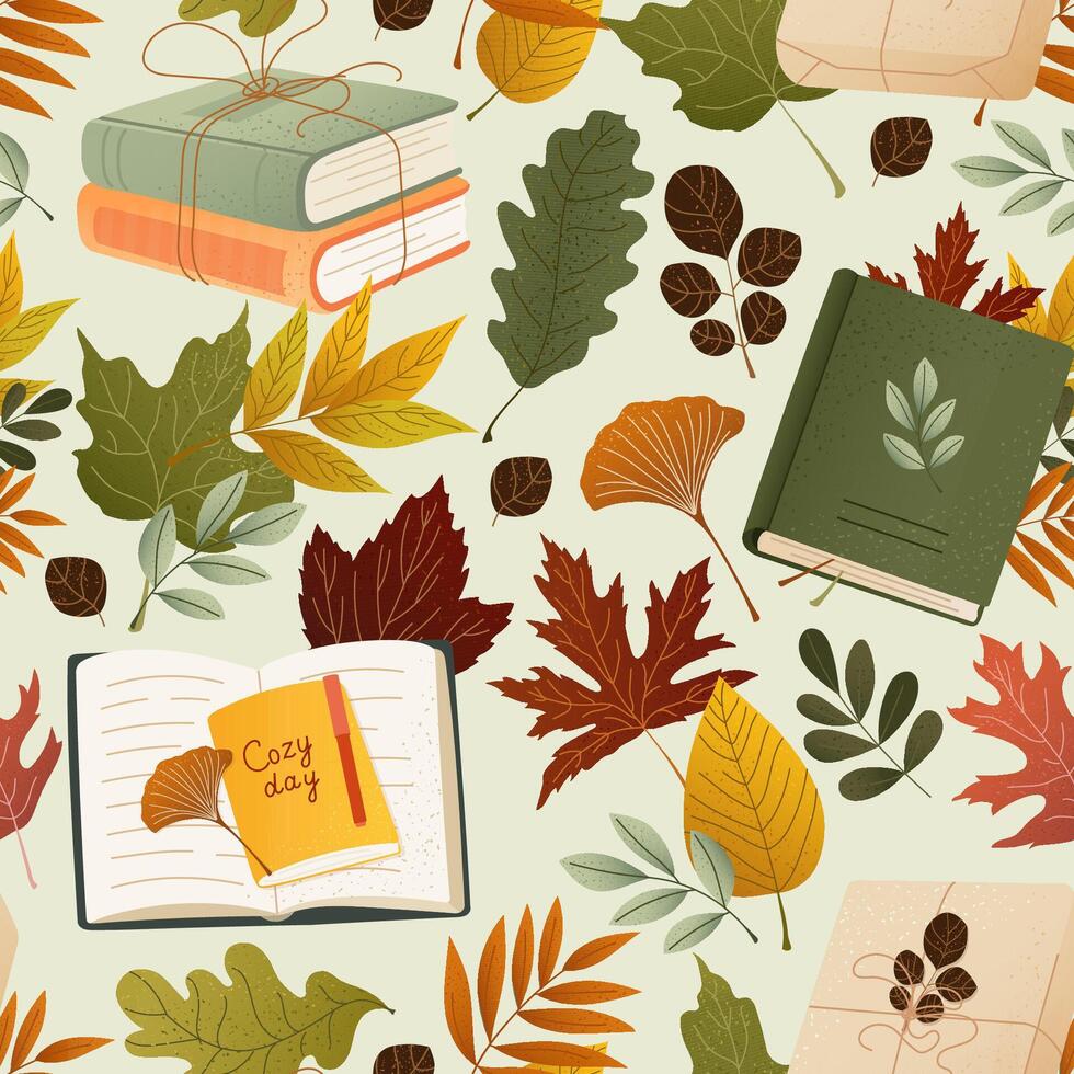 Autumn leaves and books illustration vector