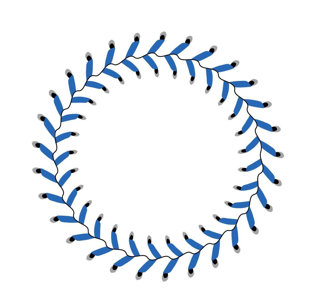 Blue Baseball Stitch Circle Frame. Illustration on white vector