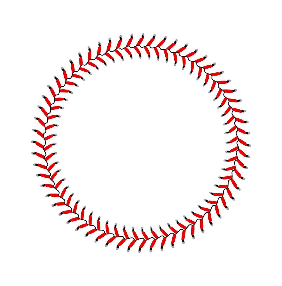 Abstract Circle frame made from red baseball stitch details. Illustration on white vector
