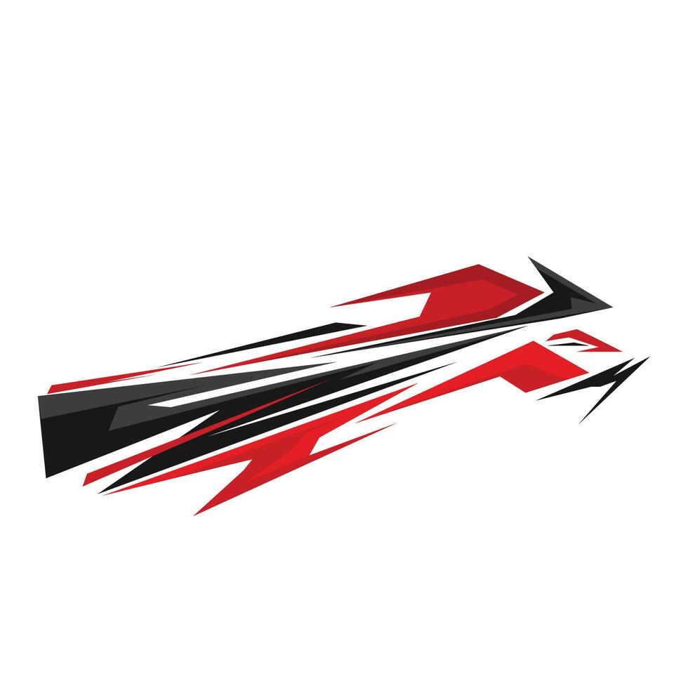 Sporty decal car wrap design with aggressive red, black, and white graphics. Modern racing stripe layout for rally car or sport vehicle livery. vector