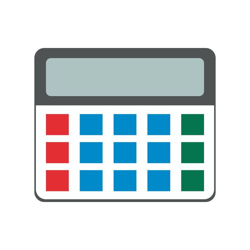 Electronic calculator in flat style. Digital math keyboard isolated device illustration vector