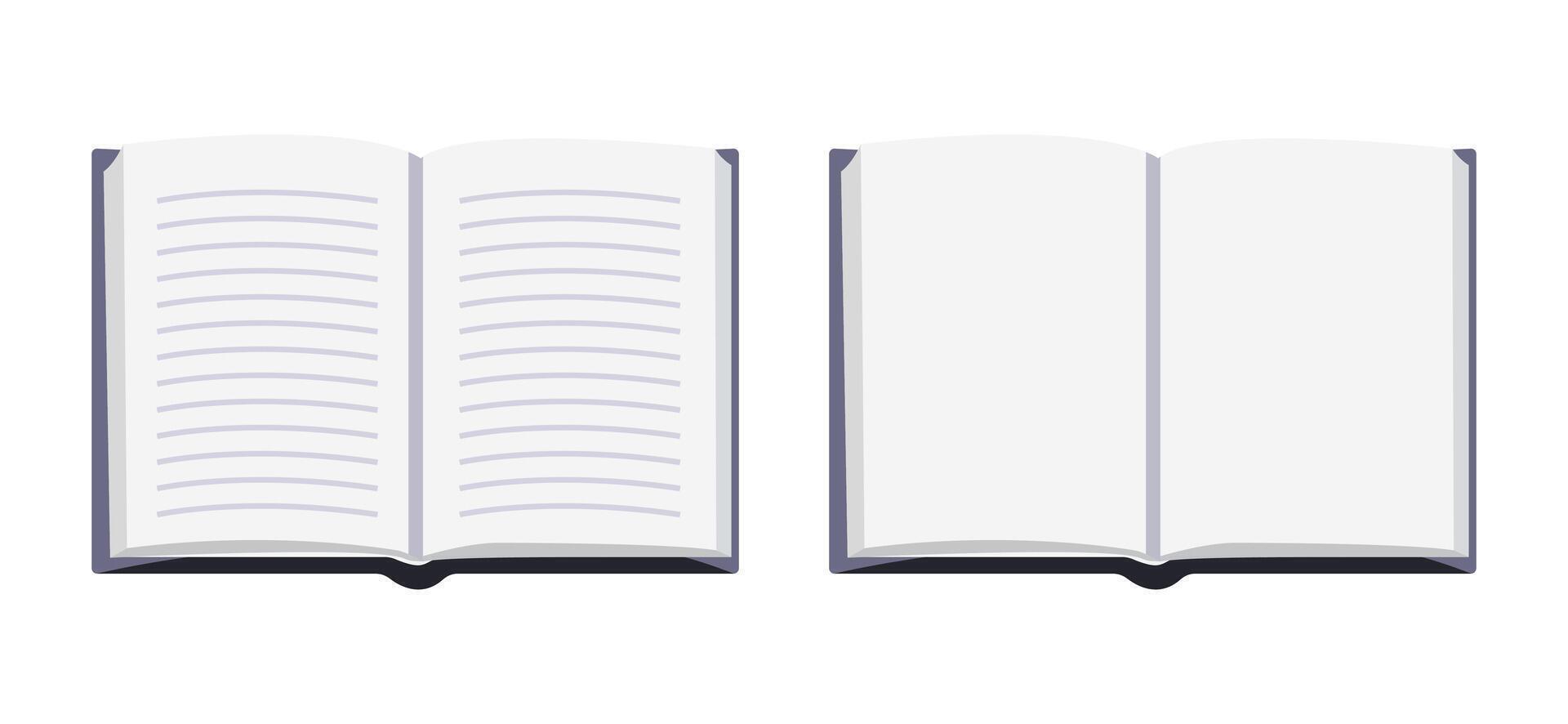 Mockup of a book or notepad layout with blank pages and line pages isolated on white background. blank notepad cover hardcover vector