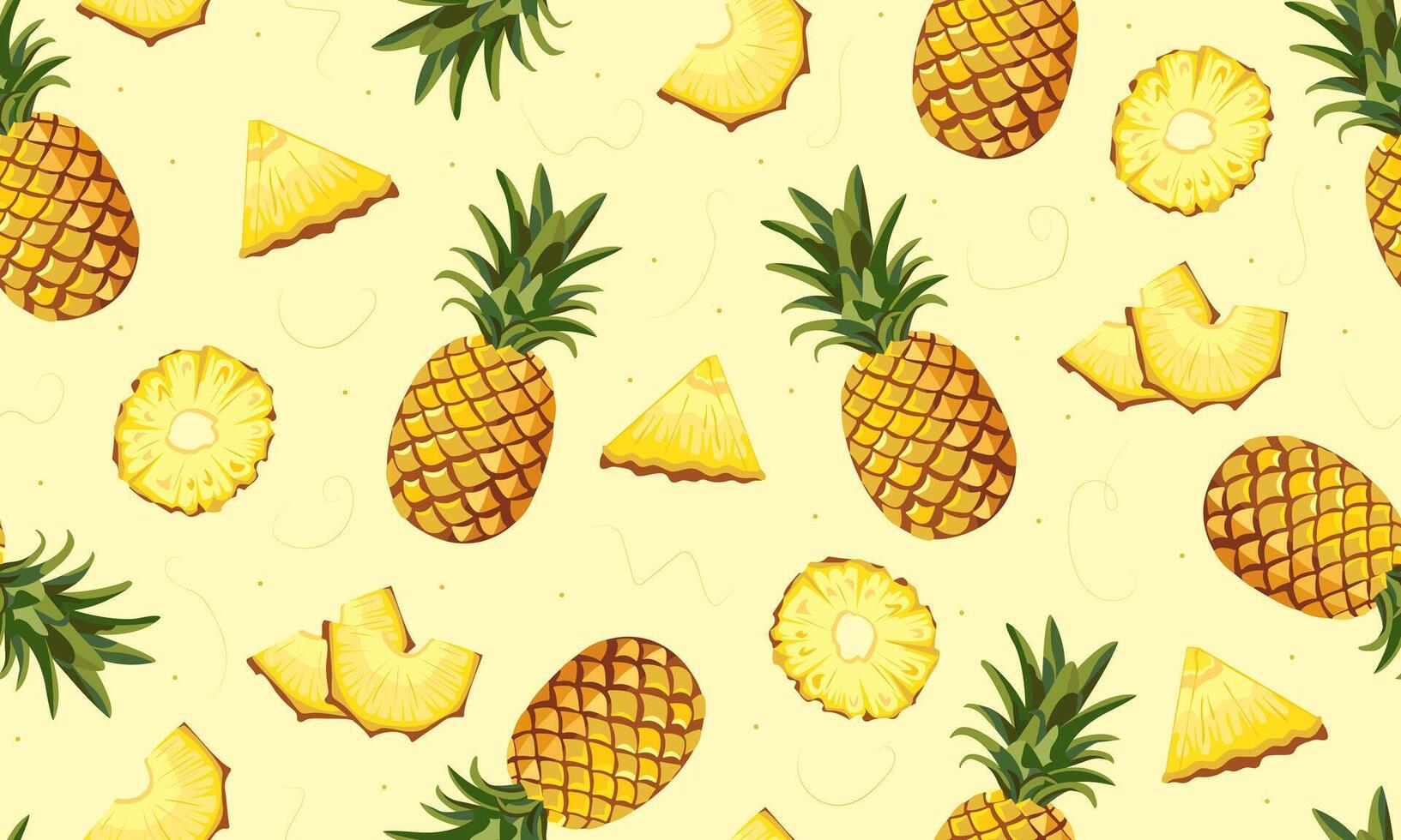 Pineapple and slice pattern background vector