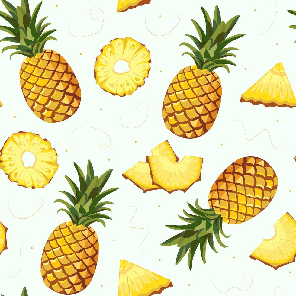 Colorful pineapple illustrations on a pattern vector