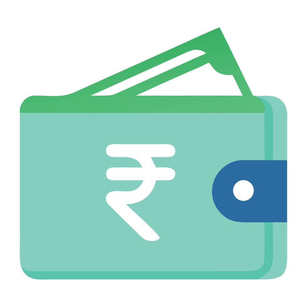 Indian rupee currency in wallet icon for finance and money management illustration design element asset vector