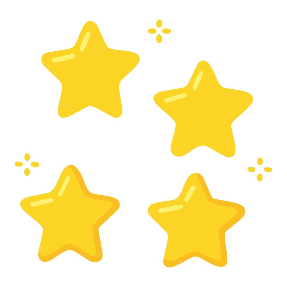 Cute yellow stars clip art for design element and decoration with sparkle effect for graphic projects vector