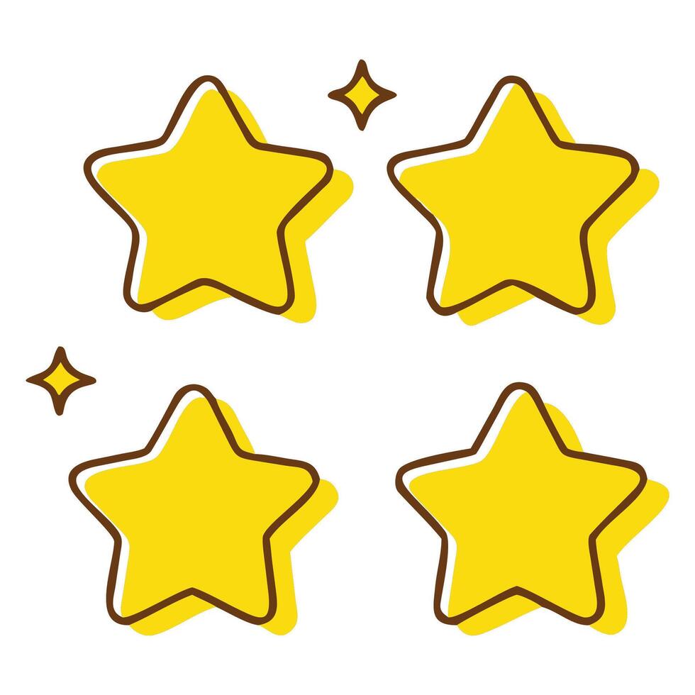 Yellow star rating graphic design element for quality review and feedback illustration design vector