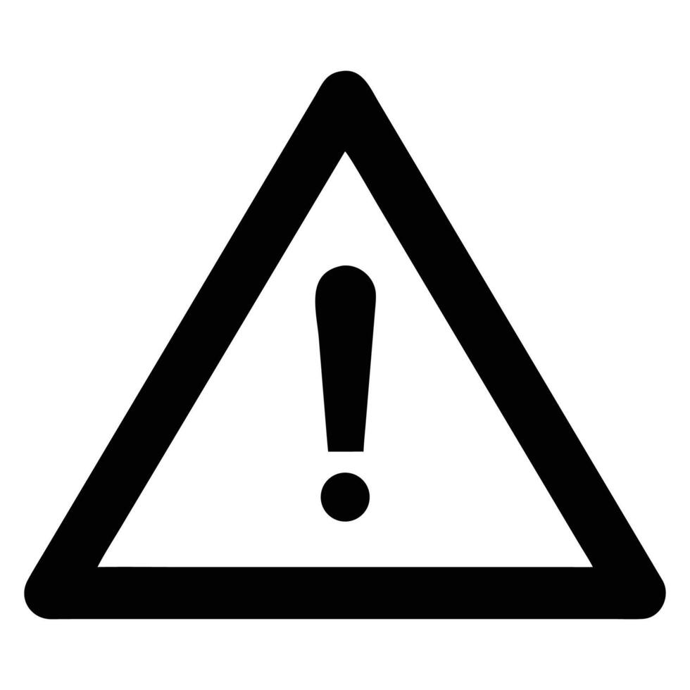 Black triangle exclamation mark symbol for risk alert safety warning sign attention danger hazard caution message vector