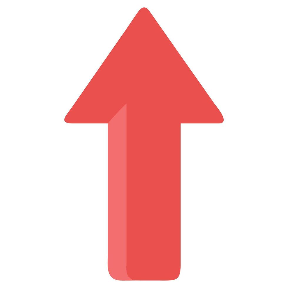 Red upward arrow graphic for direction and navigation purposes isolated on white background symbol design vector