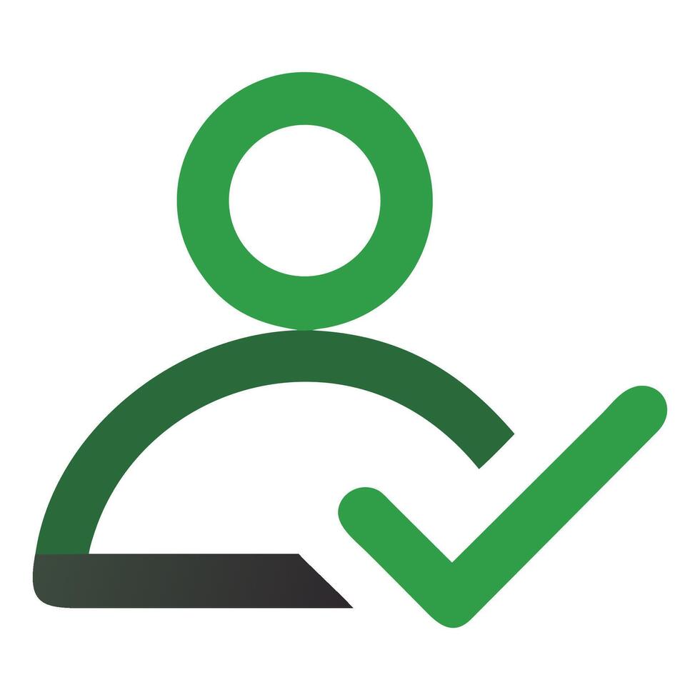 User profile verification success green checkmark icon for account confirmation and access granted vector