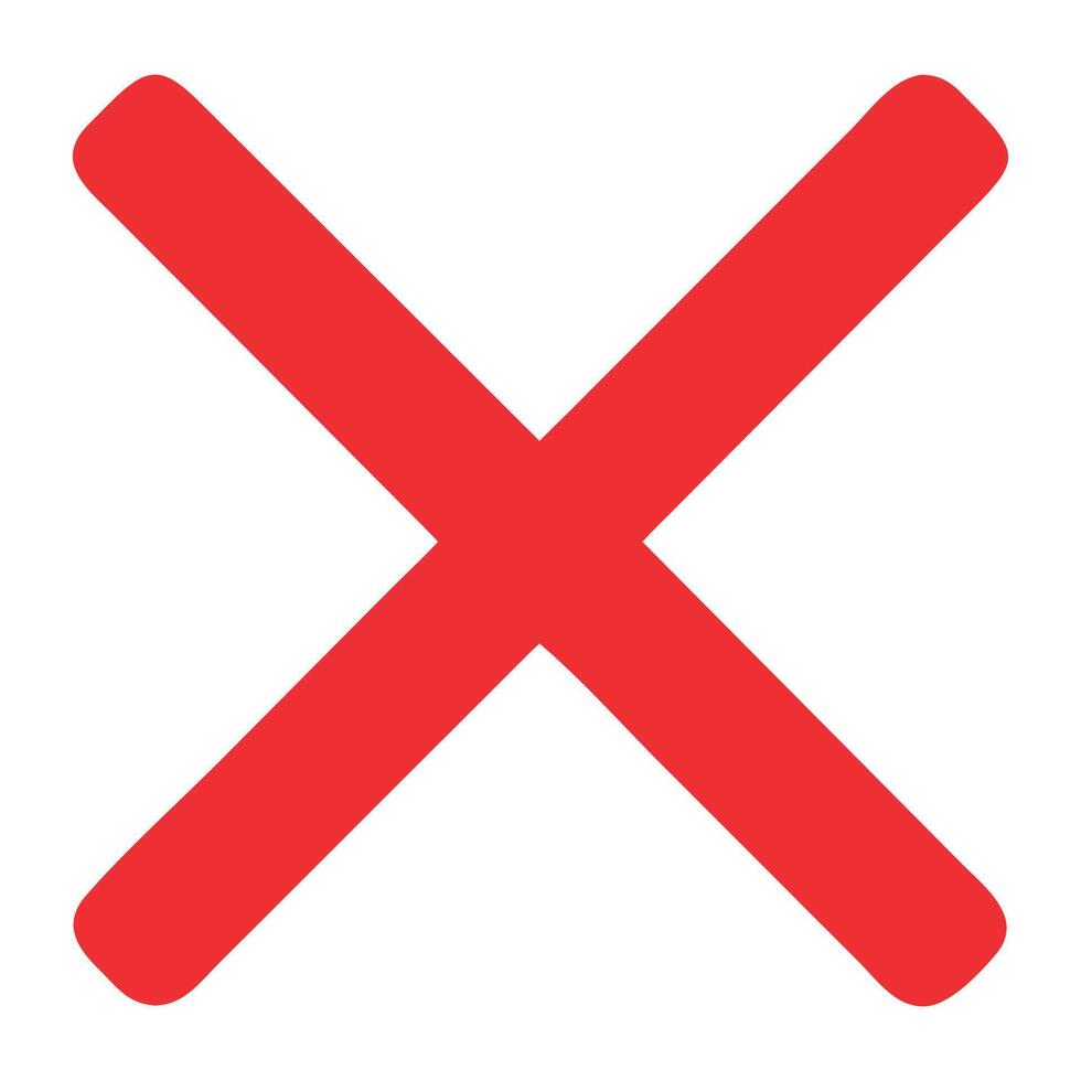 Red x mark symbol graphic error sign cross out reject icon cancel delete close wrong button isolated vector