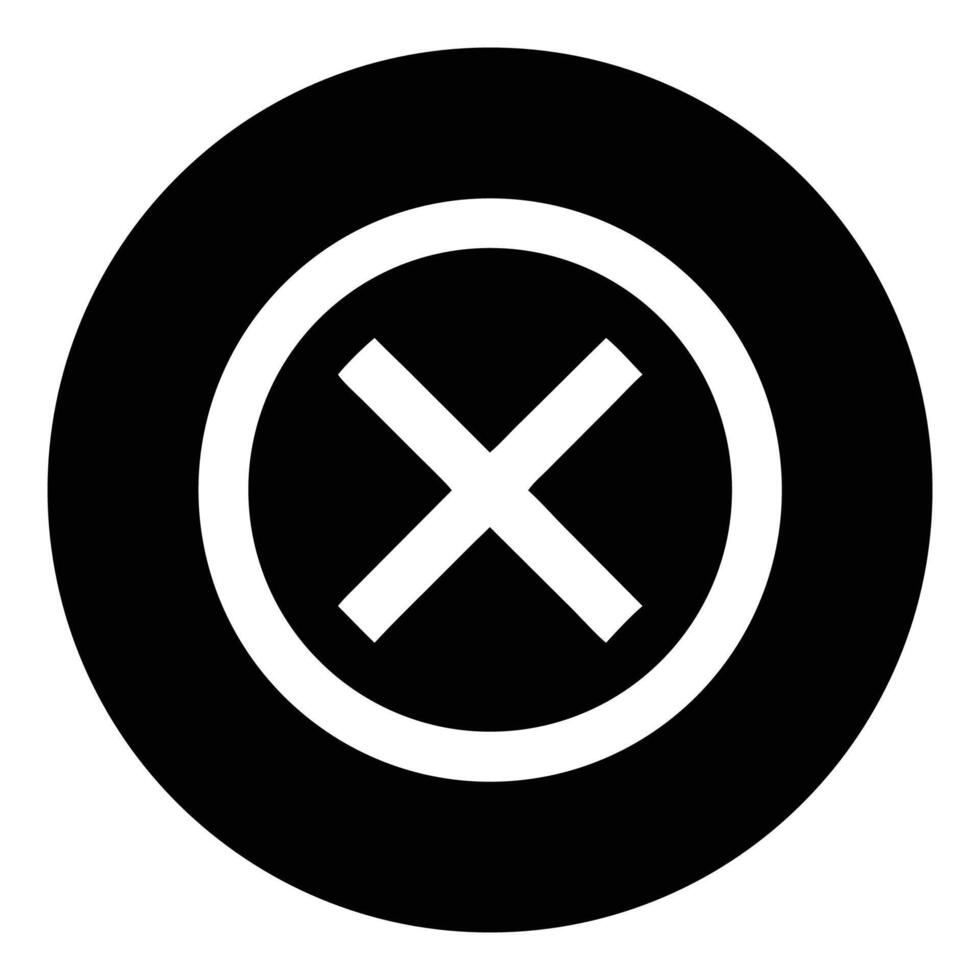 Black circle with white cross symbol graphic design element for ui ux web design and app interface vector
