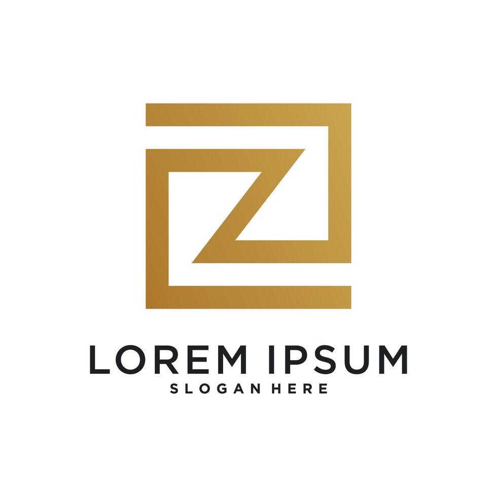 Letter logo design initial Z. Creative square concept. Premium vector