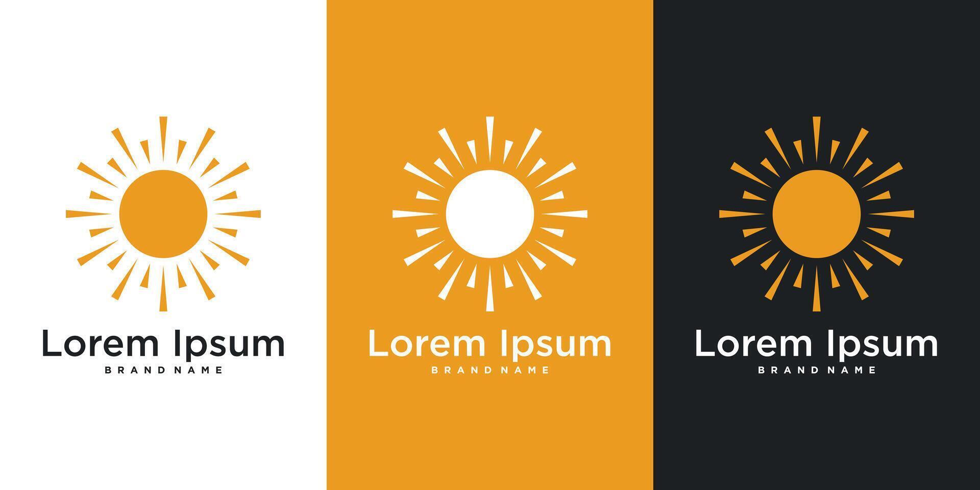 Sun logo design with simple shape. Premium vector