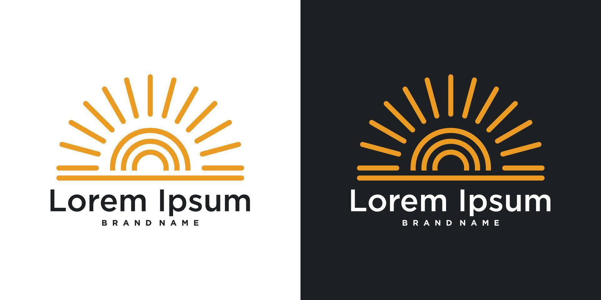 Sunrise or sunset logo design linear style. Premium vector