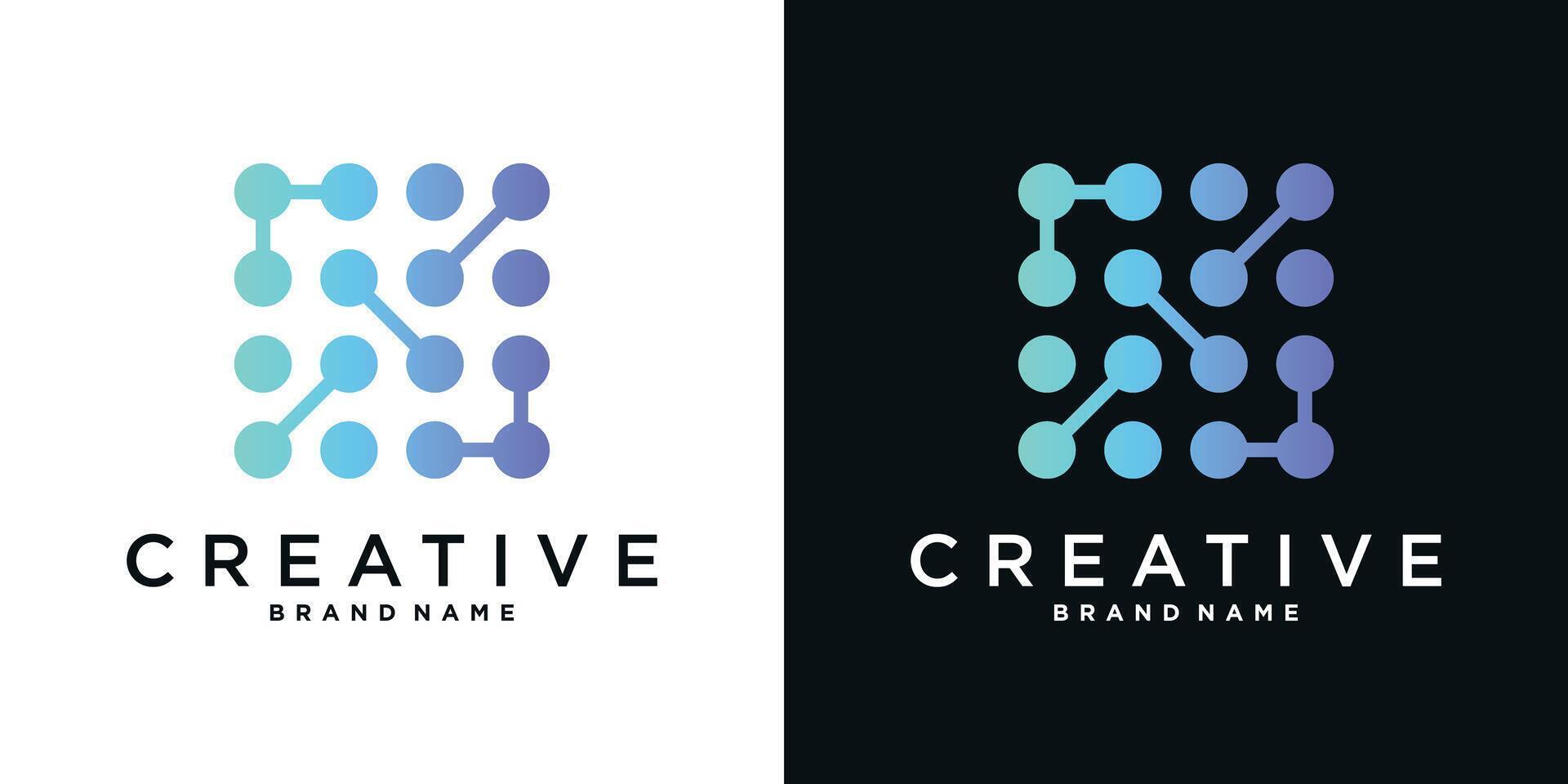 Molecule tech logo design vector