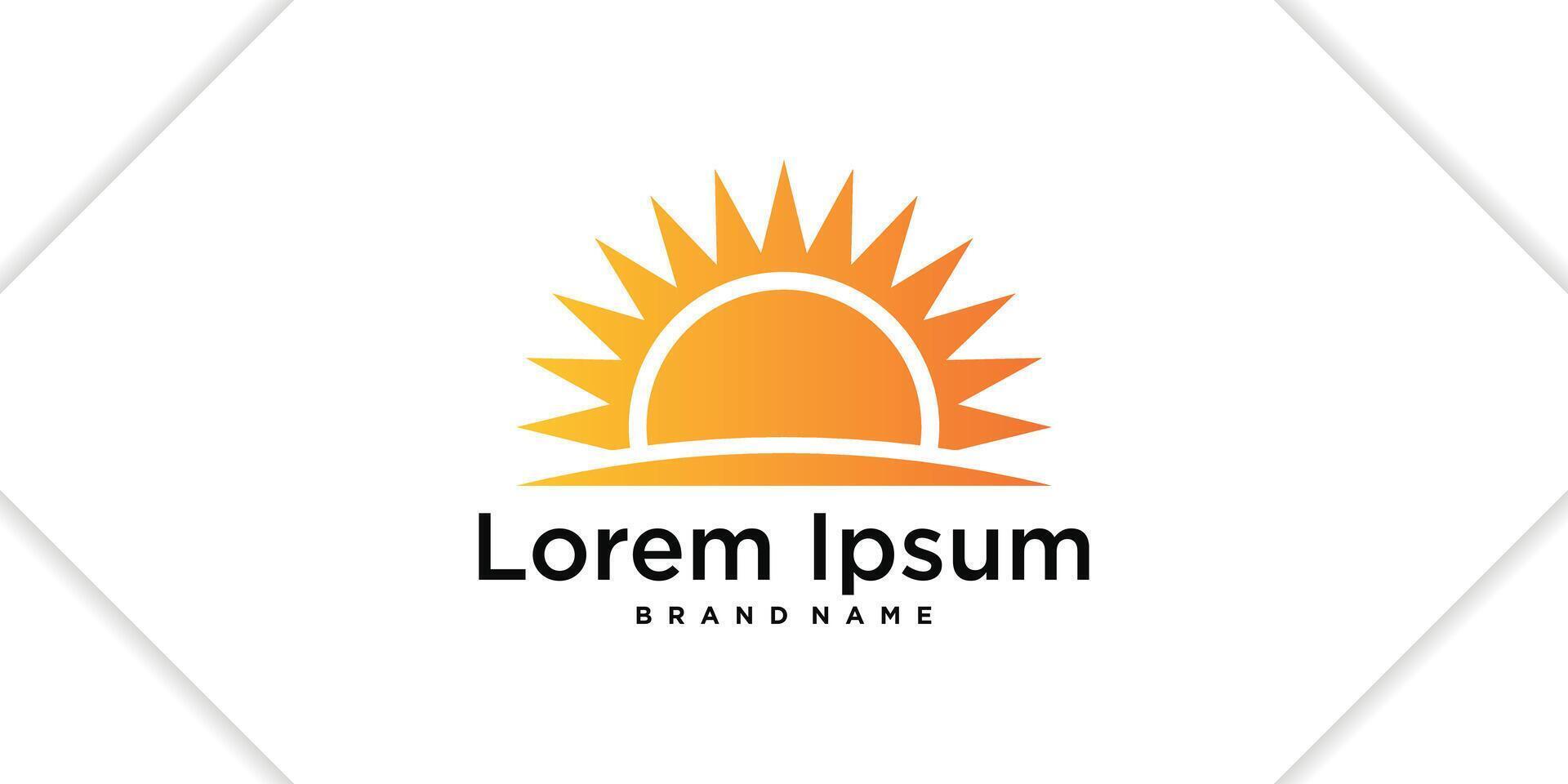 Creative sunrise or sunset logo design template. Premium vector