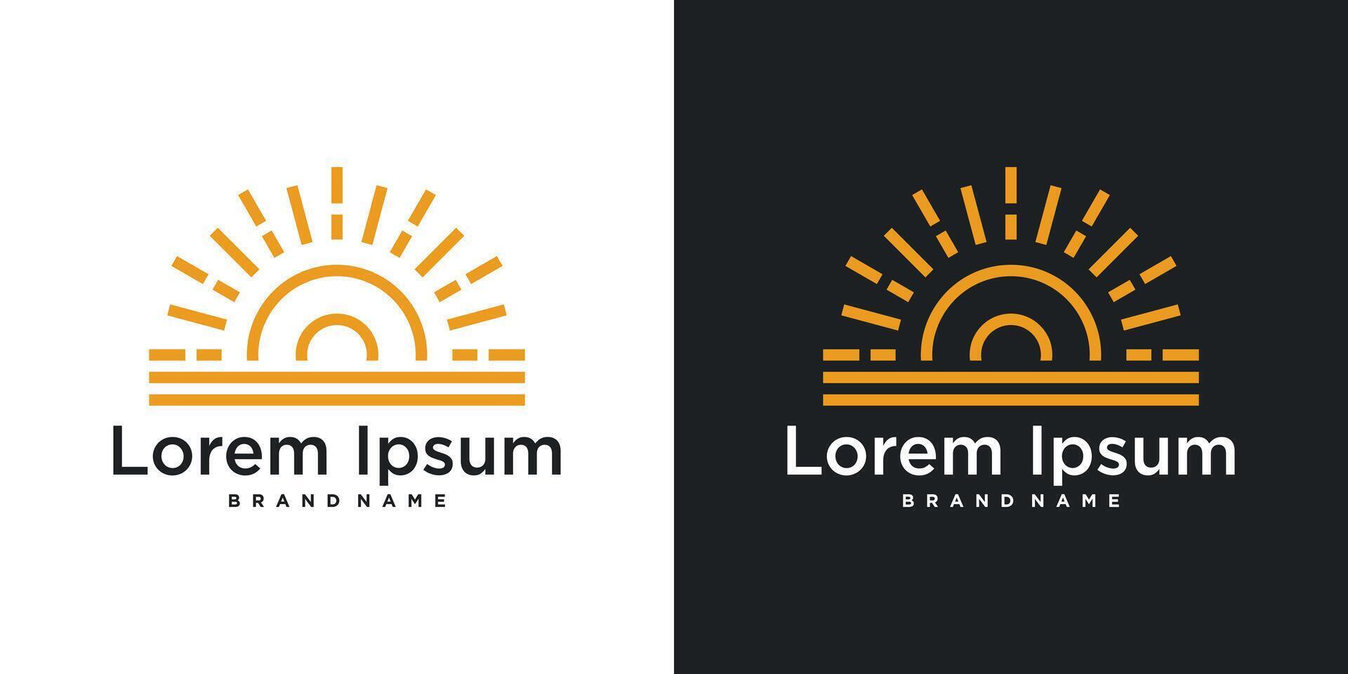 Sunrise or sunset logo designs with linear style vector