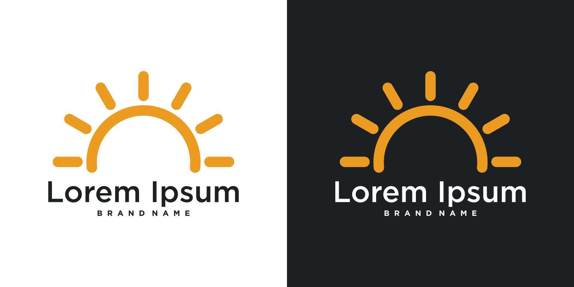 Sunrise or sunset logo designs with linear style. Premium vector