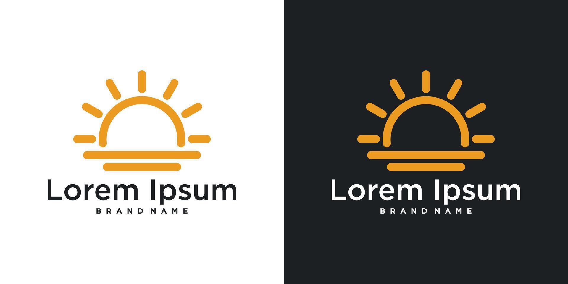 Sunrise or sunset logo design with linear style vector