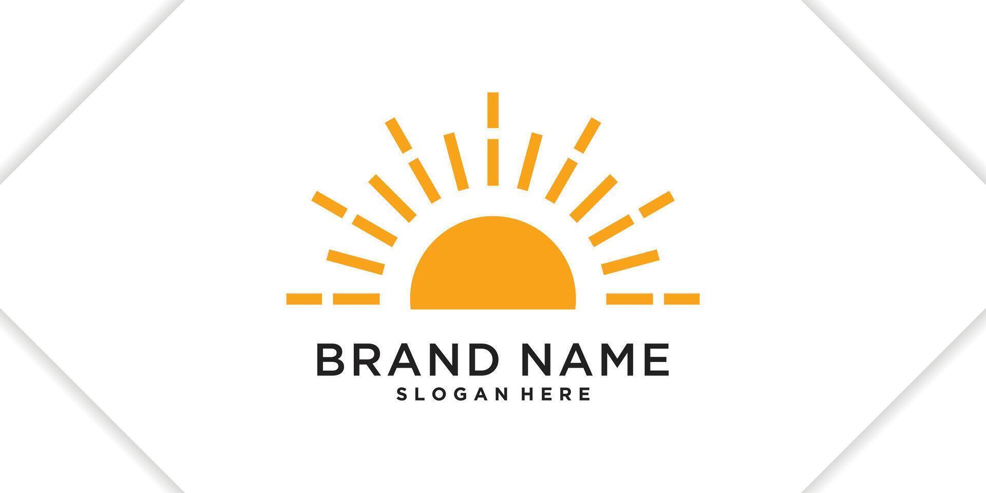 Creative sunrise or sunset logo designs template. Premium vector