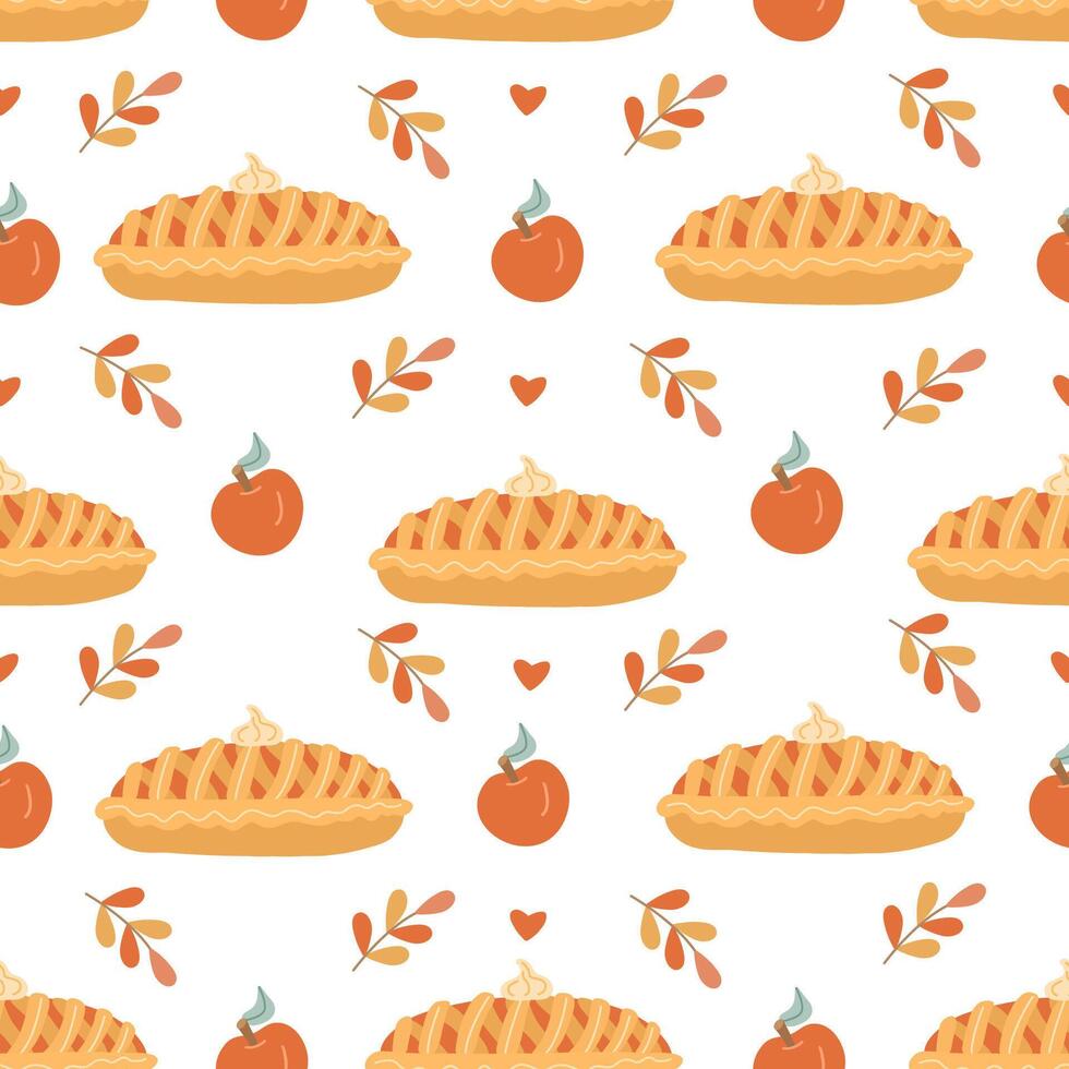Pie and apple pattern illustration vector