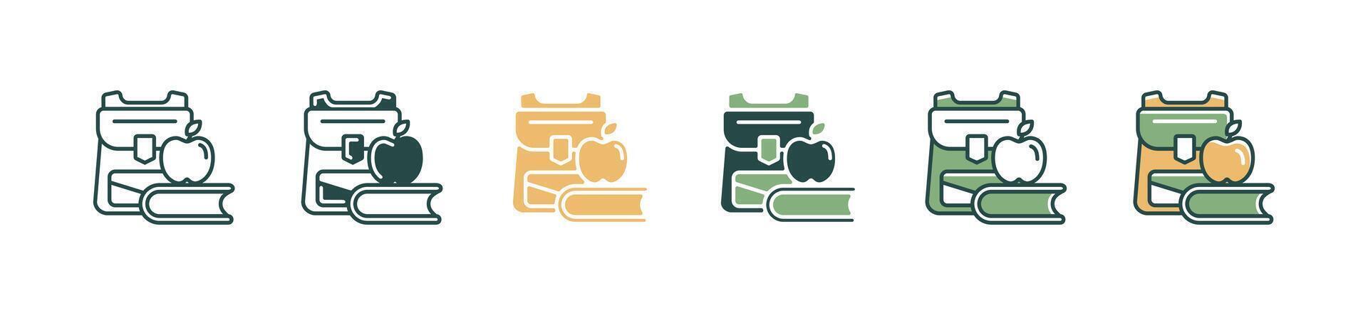 school stationery tool student supply icon set education learning equipment signs illustration for web and app vector