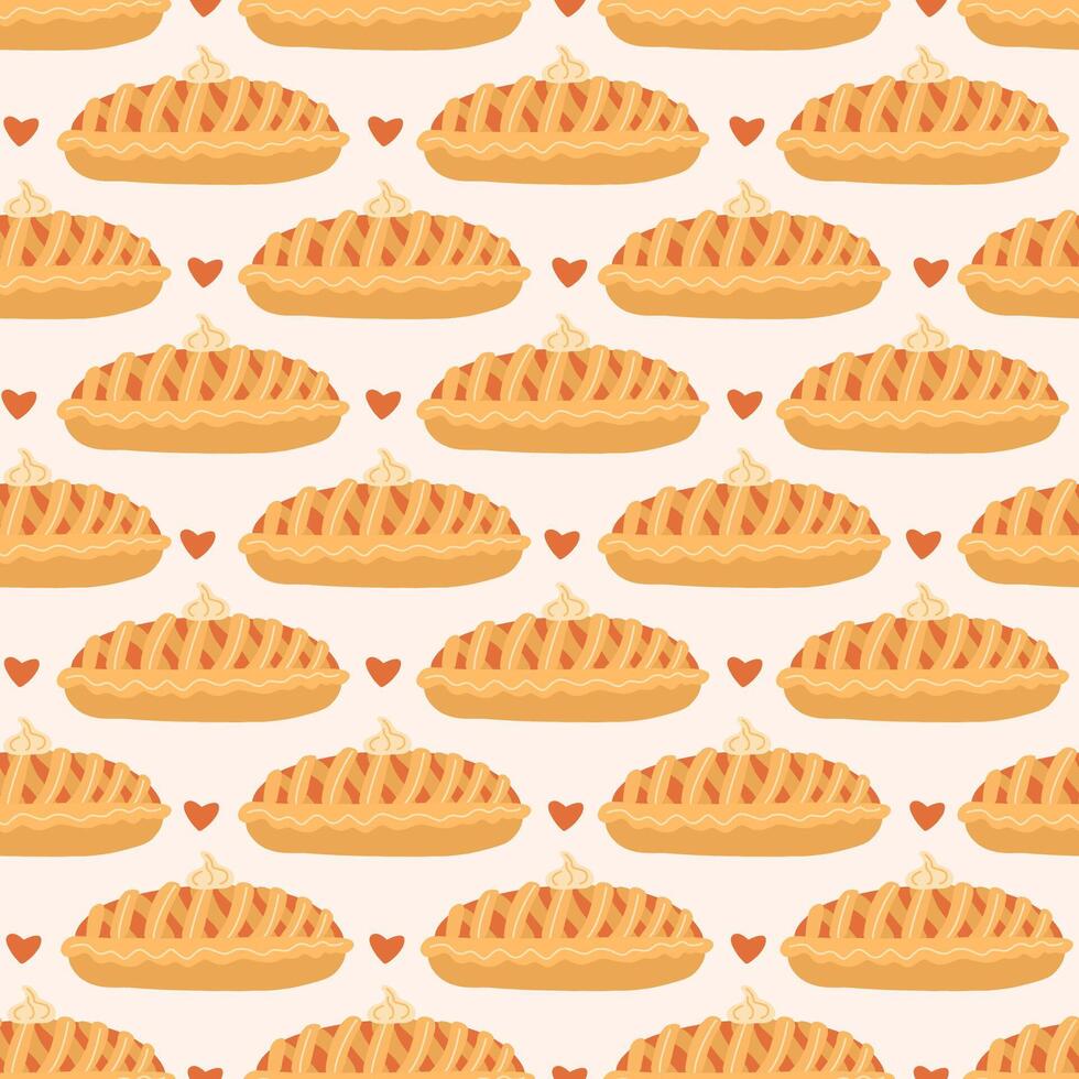 Pattern of pies with hearts vector