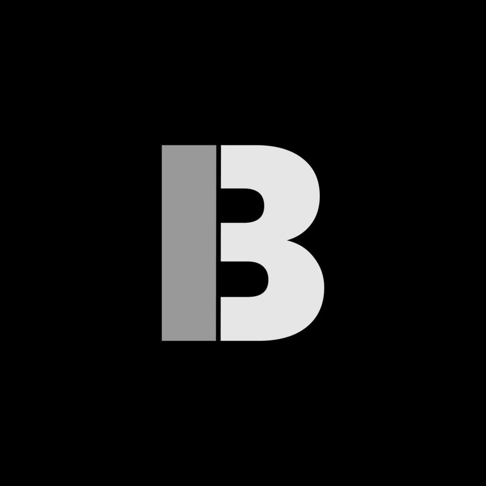 white and grey B letter logo on the black background vector