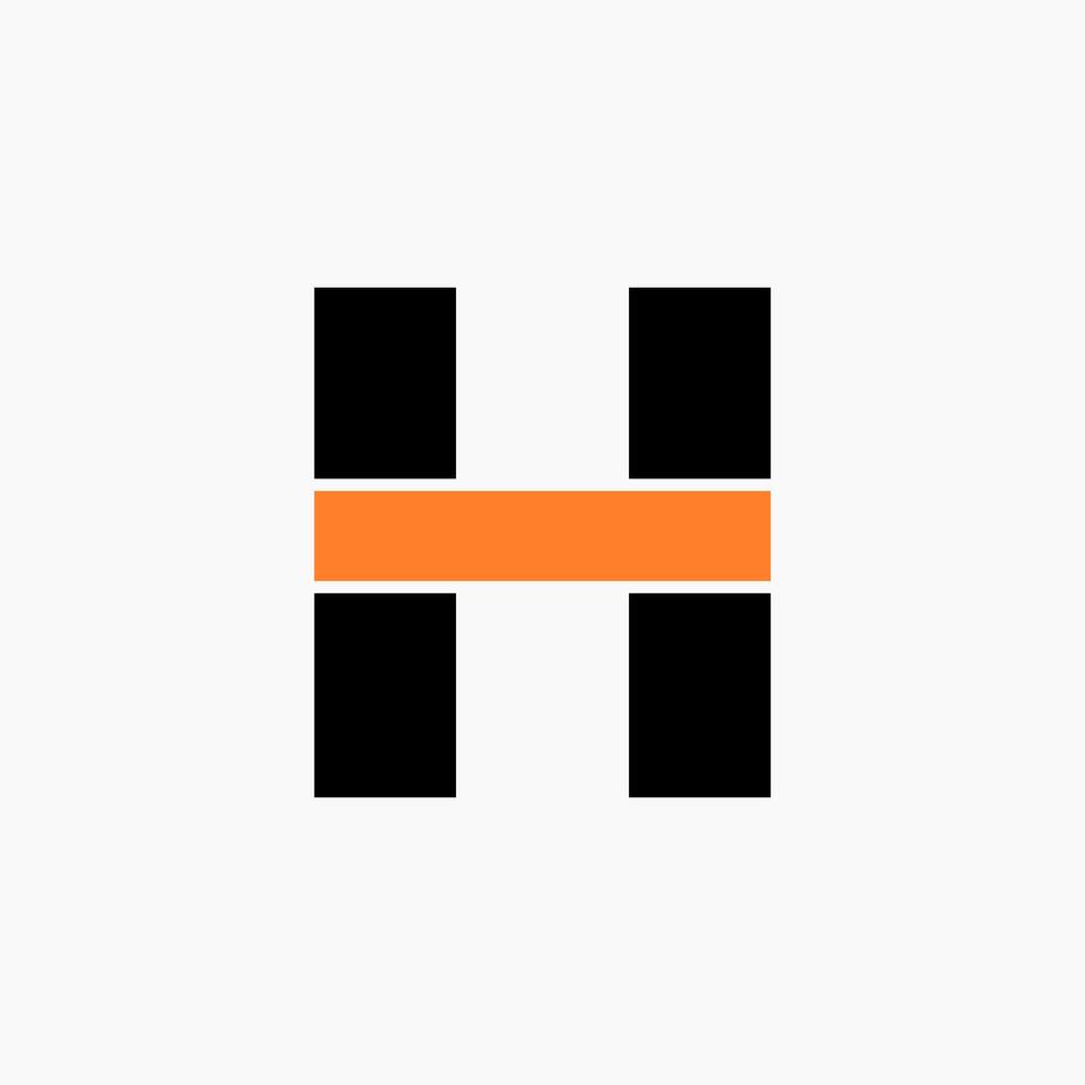 H letter modern simple logo with black and orange color vector