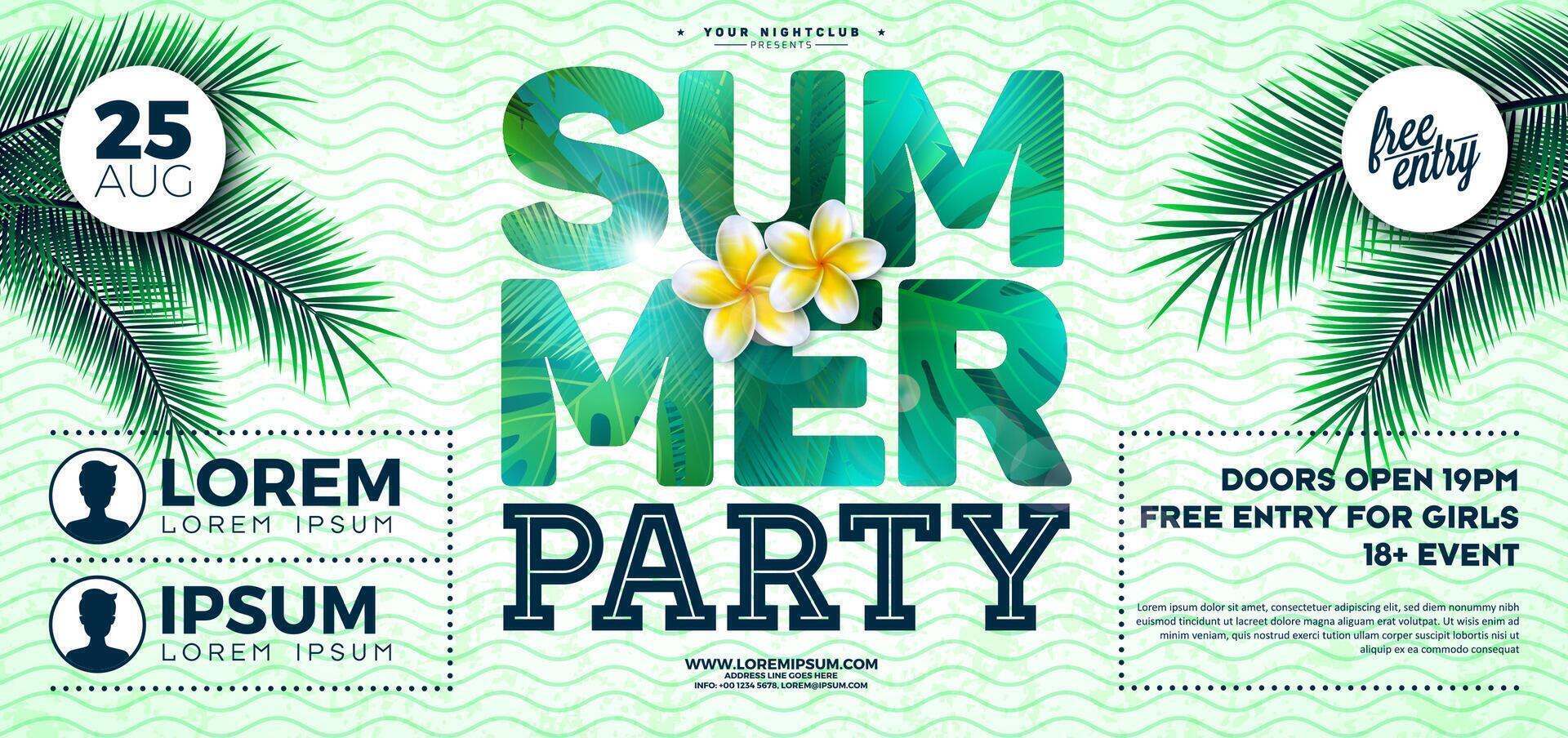 Summer party event flyer vector