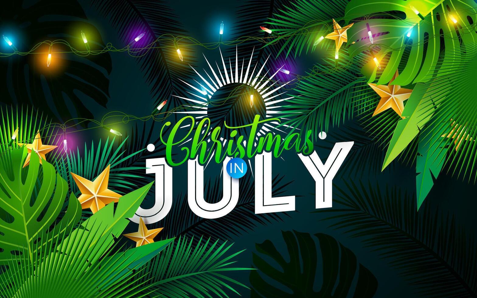 Christmas in July tropical decoration vector