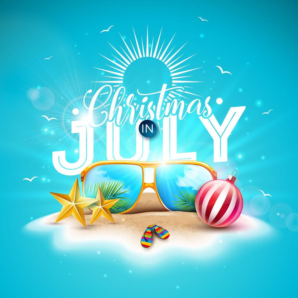 Sunglasses with Christmas decorations vector