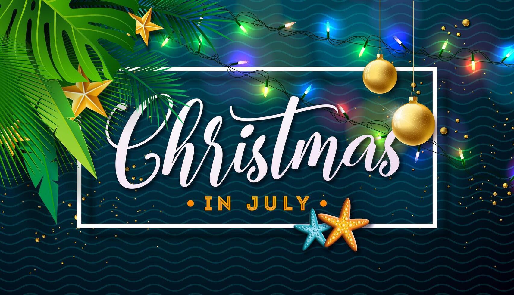 Christmas in July decorations with lights vector