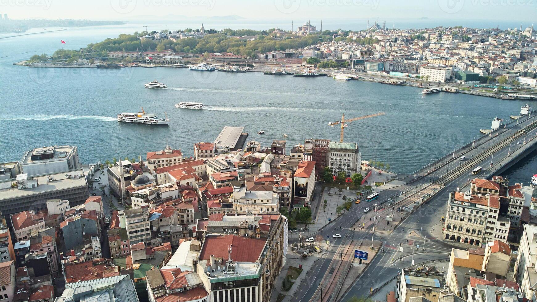 Aerial view of the Bosphorus and Fatih districts and Kadikoy. Istanbul, Turkey. photo