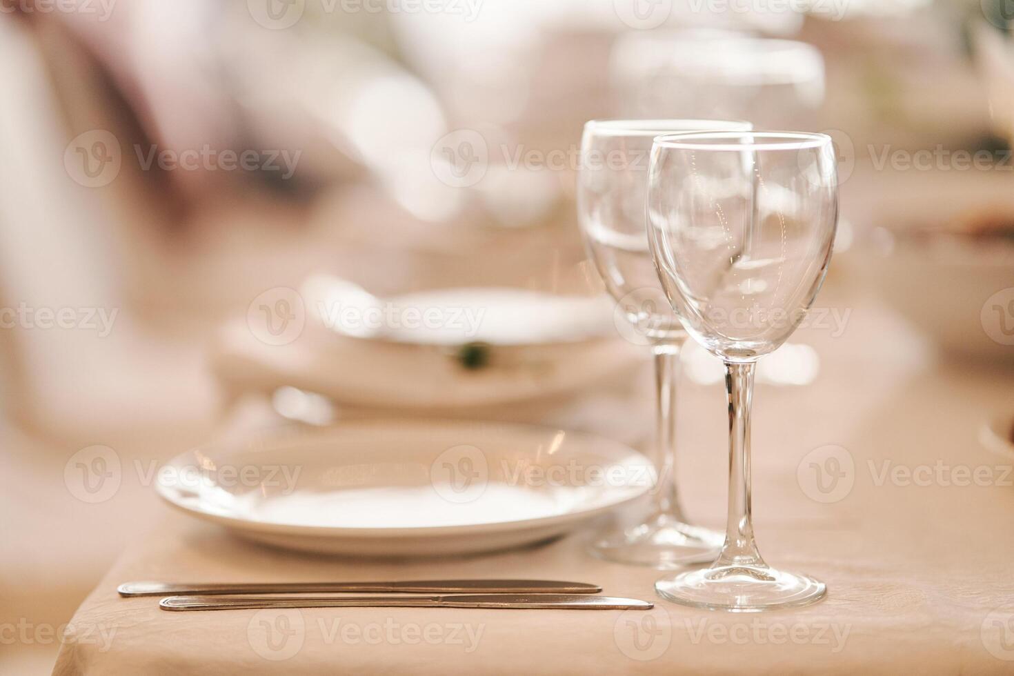 Table set for an event party or wedding reception. photo