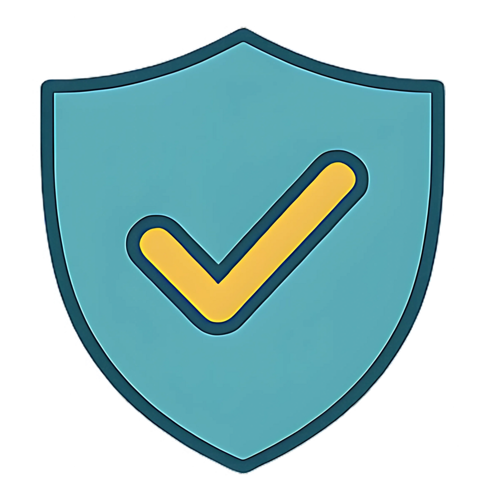 Security shield icon with checkmark, protection and verification symbol for secure finance apps, data safety platforms, cybersecurity dashboards, and privacy tools png