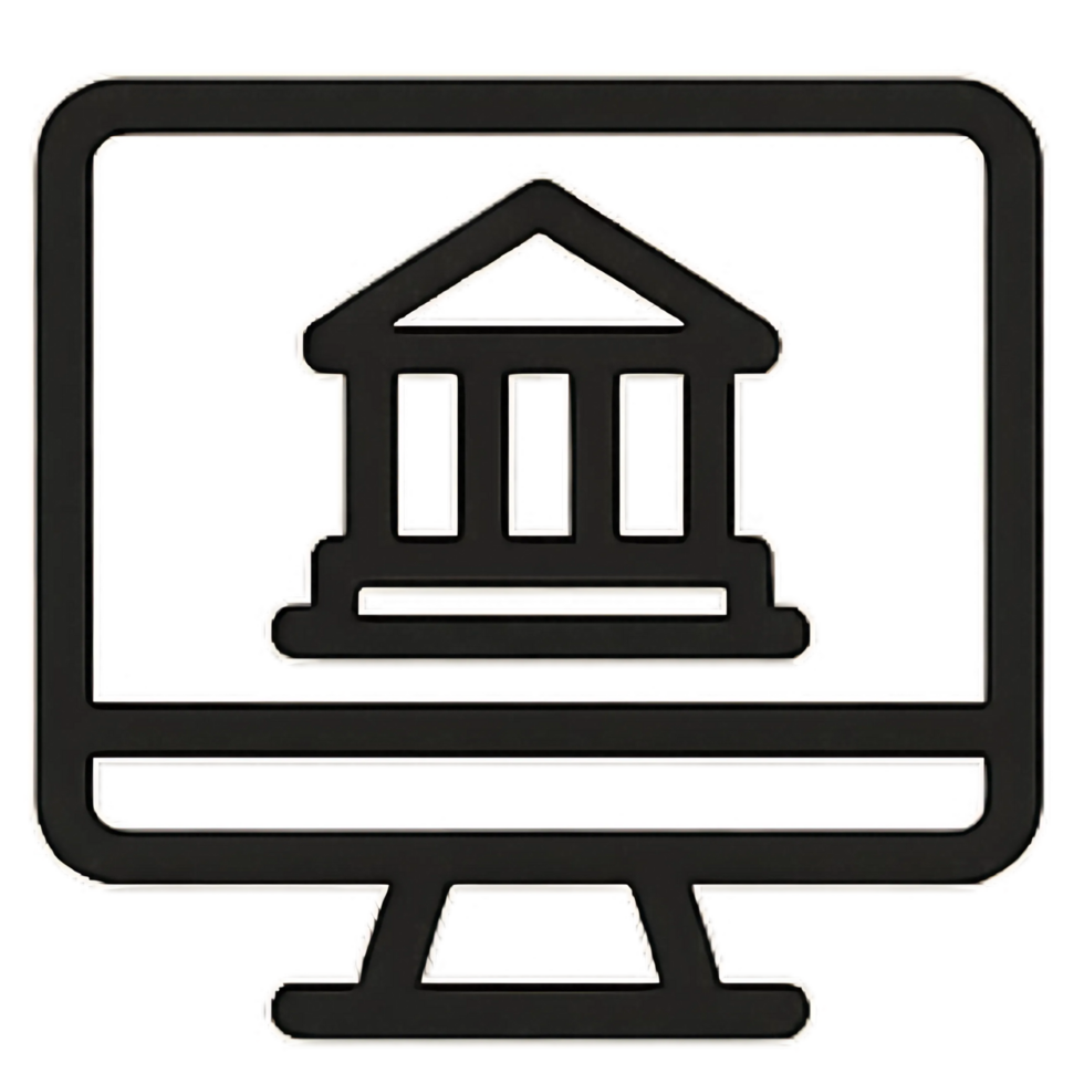 Online banking icon on computer monitor, digital finance concept for banking apps, secure payment portals, fintech services, and e-commerce UI elements png