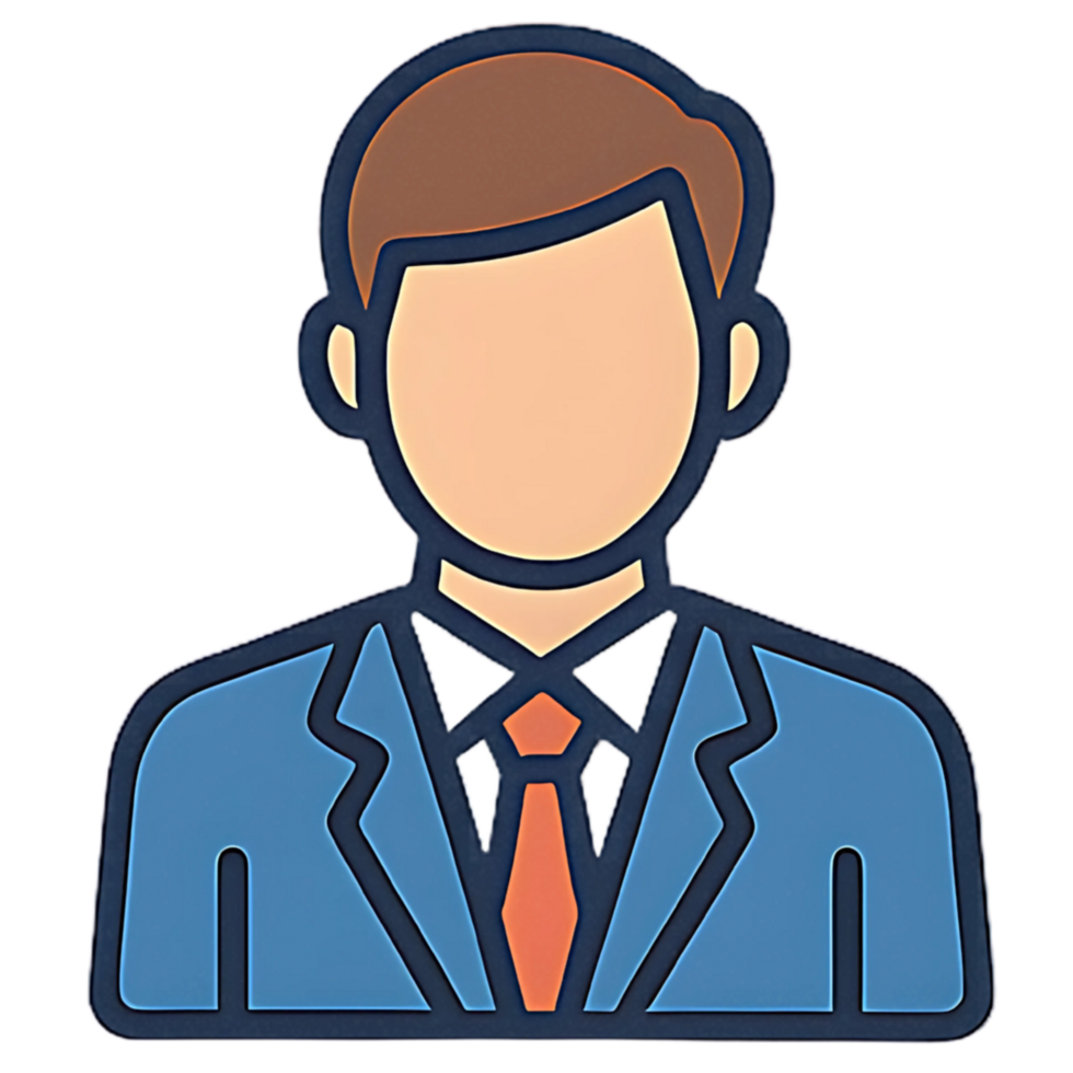 Flat businessman avatar icon with suit and tie, professional user profile symbol for business apps, HR platforms, corporate websites, and networking dashboards png