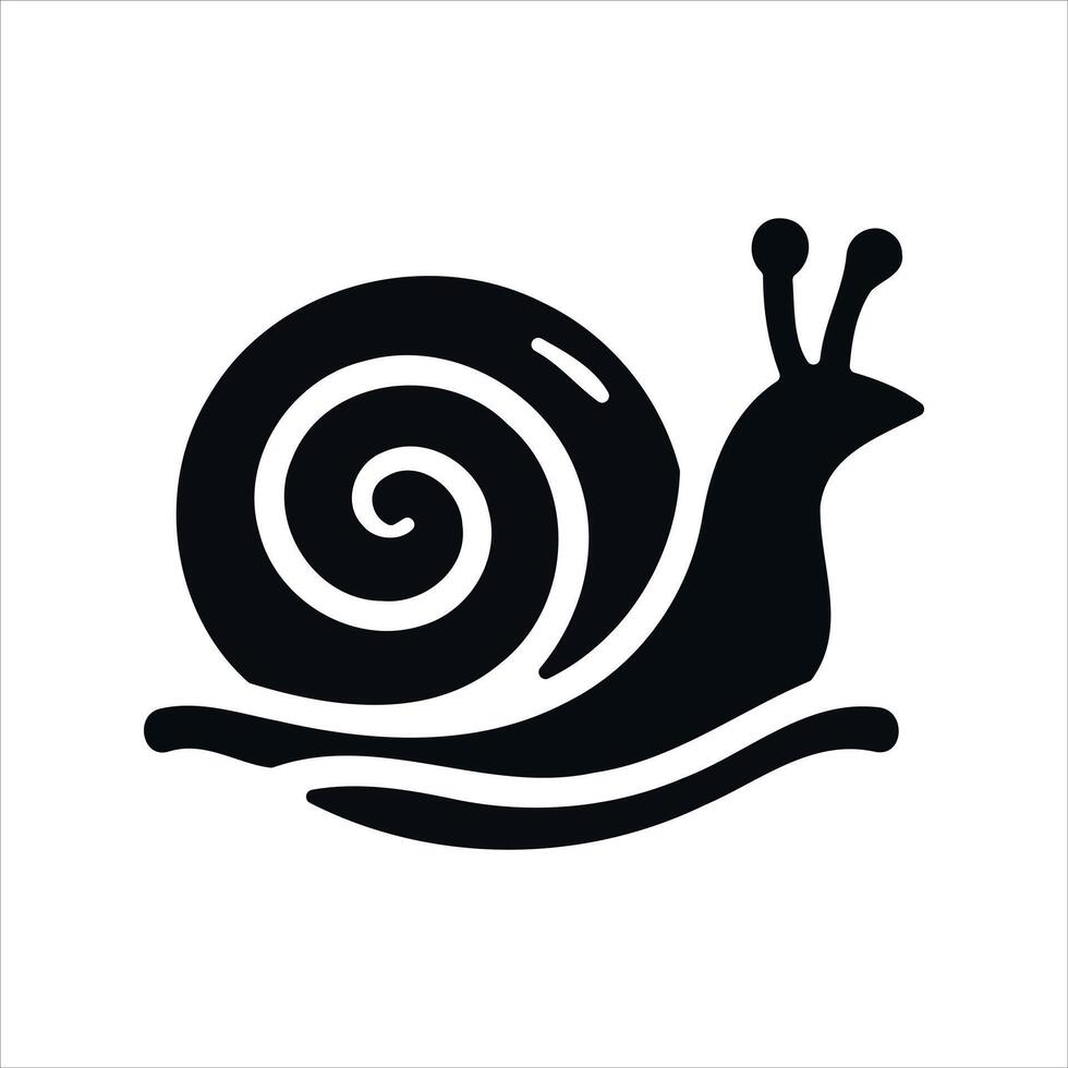 Stylized black silhouette of a snail moving forward vector