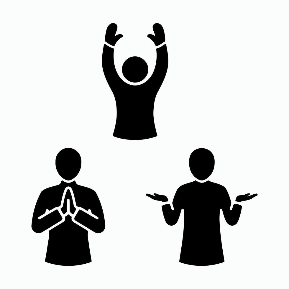 Three human figures depicting different poses and emotions vector