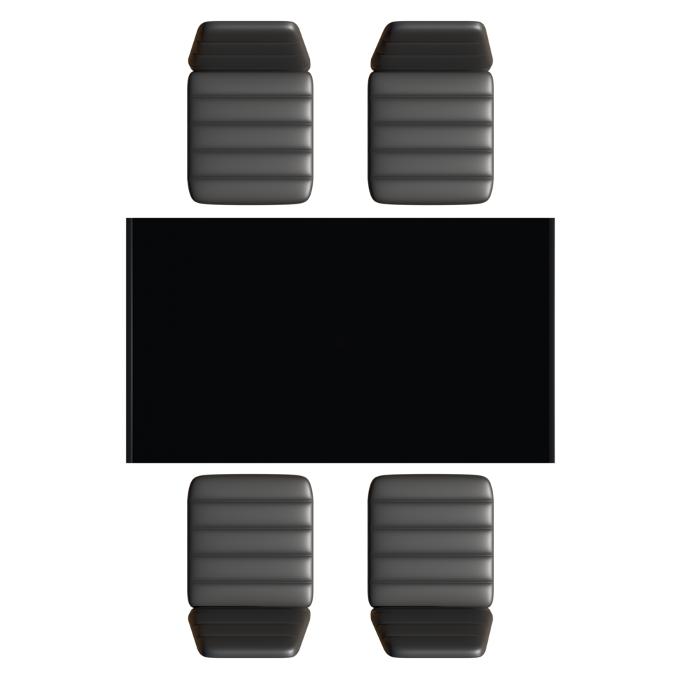 Black Dining Table Set Top View 3D Render Illustration png