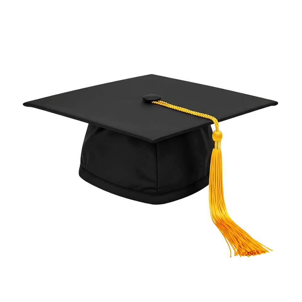 Black Graduation Cap with Gold Tassel png