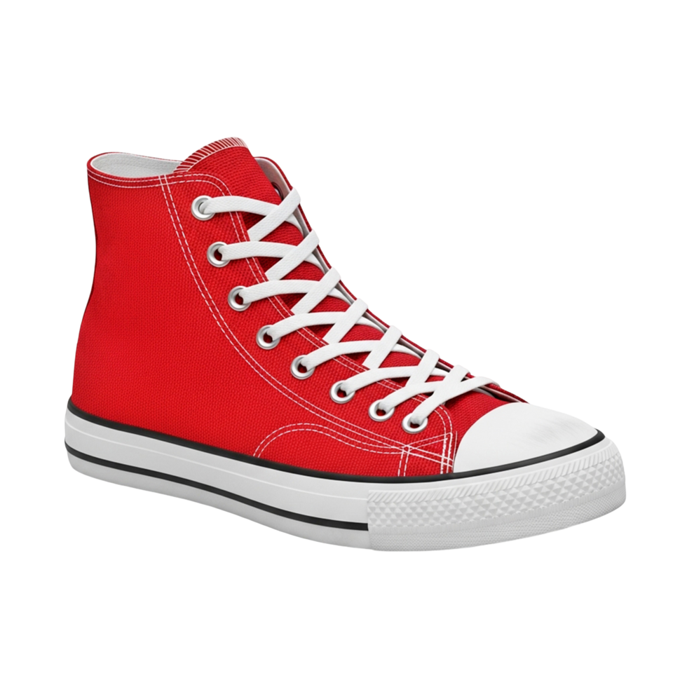 Bright Red High-Top Sneaker with White Laces png